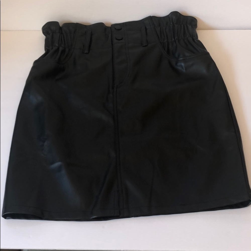 Miss Love Black Faux Leather Skirt